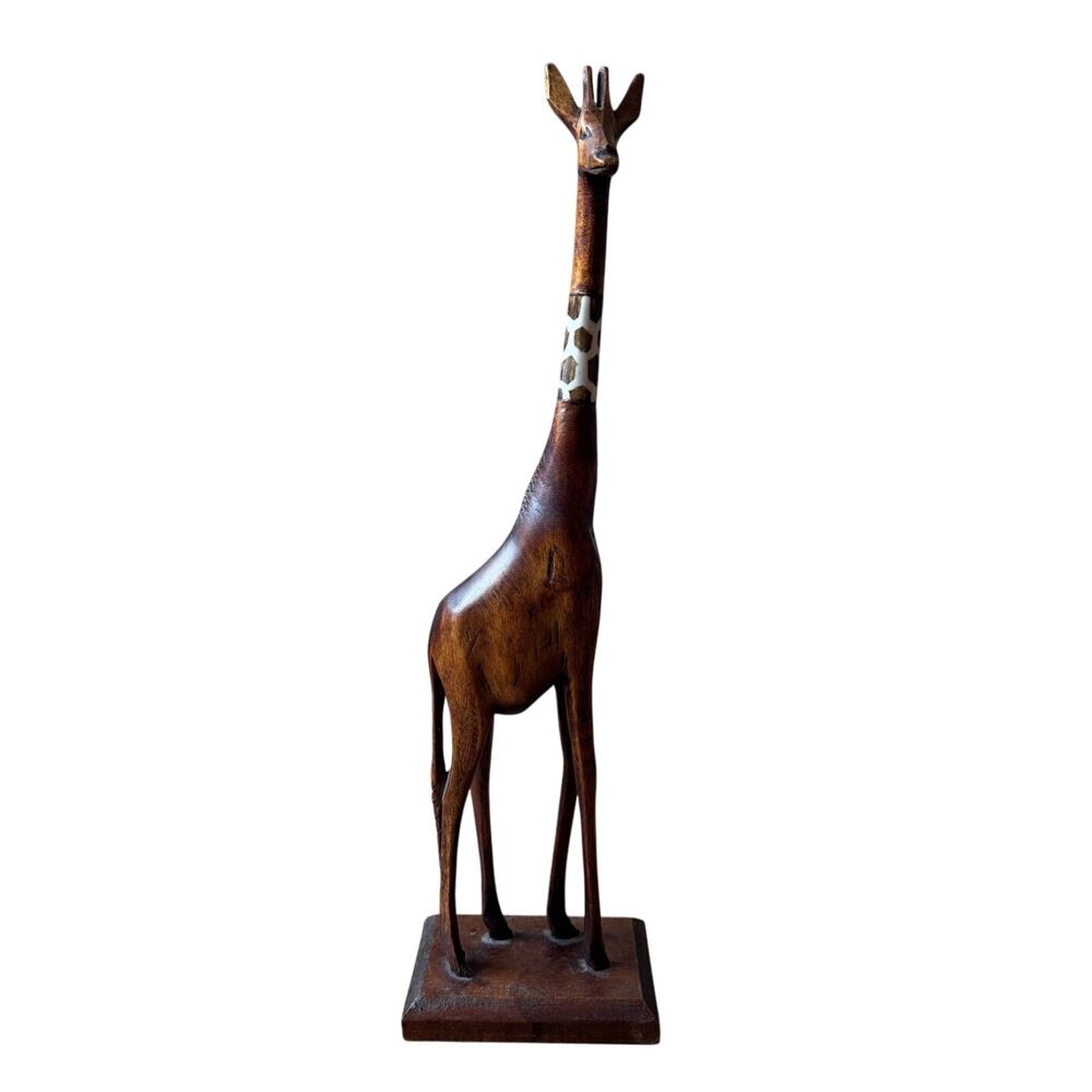 GIRAFFE Small Wood Statue Handcarved